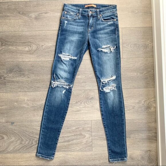 Anthropologie Joe's Jeans Icon Seneka Skinny Jeans Distressed Denim Size 25 - Picture 8 of 16
